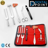 Taylor Hammer, Penlight, Tuning Fork C 128 C 512 and Bandage Scissors 5.5″ with leather bag