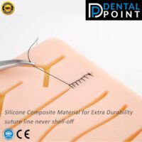 regular suture practice pad zoomed in and showing suturing