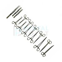 seven scissors, four forceps and three tissue forceps