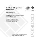 Certificate of registration of a company