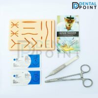 suture pad with suture training guide , Adson forceps and needle holder and 2 sutures